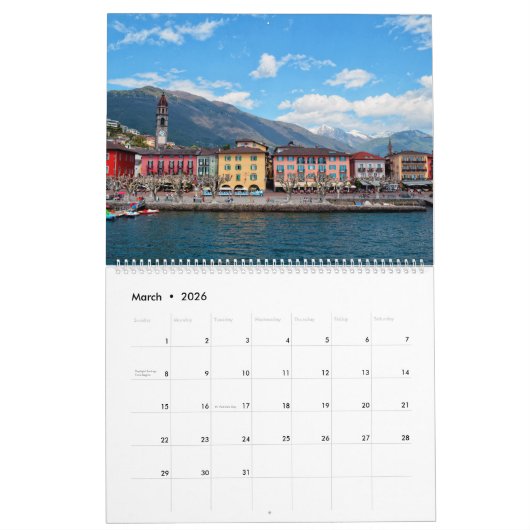 アマルフィコーストイタリア カレンダー (3月 2026)