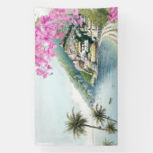 アマルフィコーストウォーターカラーアートプリント 横断幕 (縦)