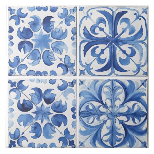 アマルフィコーストウォーターカラーレ地中海のモンズ タイル (正面)