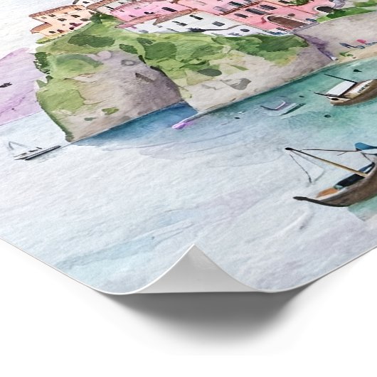 アマルフィコーストウォーター絵を描カラー ポスター (角)