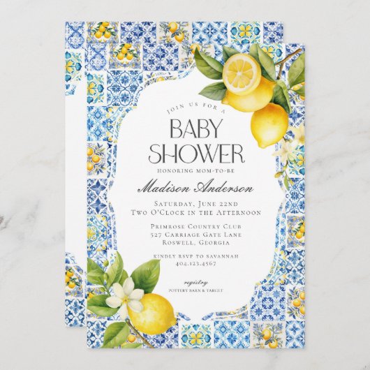 アマルフィコーストコーストイタリアンコーストベビーシャワー招待状 招待状 (正面/裏面)