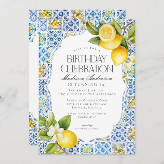 アマルフィコーストコーストイタリアン誕生日招待状 招待状 (正面/裏面)