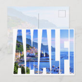 アマルフィコーストタイポグラフィモダンフォトトラベル ポストカード (正面/裏面)