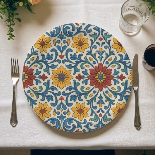 アマルフィコーストフローラエレガントボヘミアン植物学 ペーパープレート