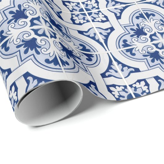 アマルフィコーストブルータイルイタリア ラッピングペーパー (ロールコーナー)