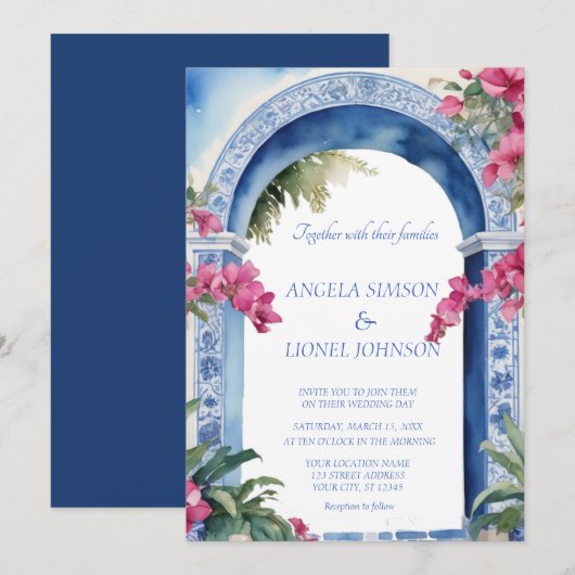 アマルフィコーストブーゲンビリア結婚ズ 招待状 (正面/裏面)