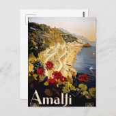 アマルフィコーストレトロイタリアヨーロッパヴィンテージトラベル ポストカード (正面/裏面)