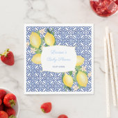 アマルフィコーストレモンイタリアンブルータイルベビーシャワー スタンダードランチョンナプキン (インサイチュ)