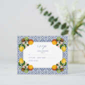 アマルフィコーストレモンタイルイタリアパーソナライズされたRSVP シーズンポストカード (スタンド正面)