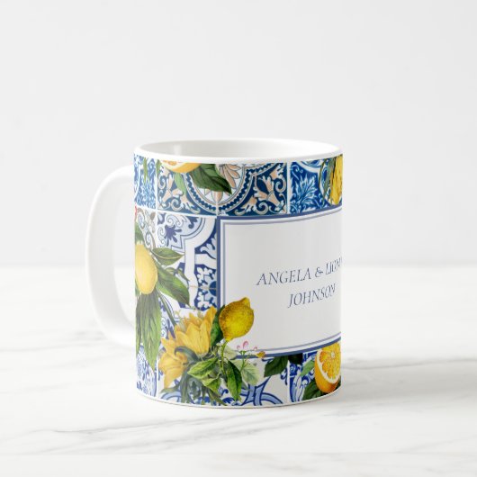 アマルフィコーストレモンタイルイタリア |お名前 コーヒーマグカップ (正面左)