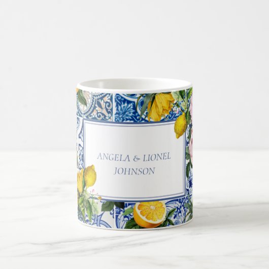 アマルフィコーストレモンタイルイタリア |お名前 コーヒーマグカップ (中央)