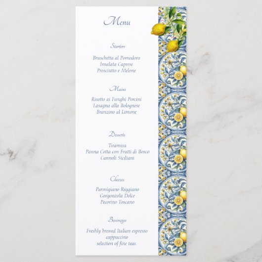 アマルフィコーストレモンタイル結婚イタリア メニュー (正面)