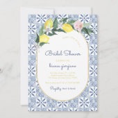 アマルフィコーストレモンフローラブルータイルブライダルシャワー 招待状 (正面)