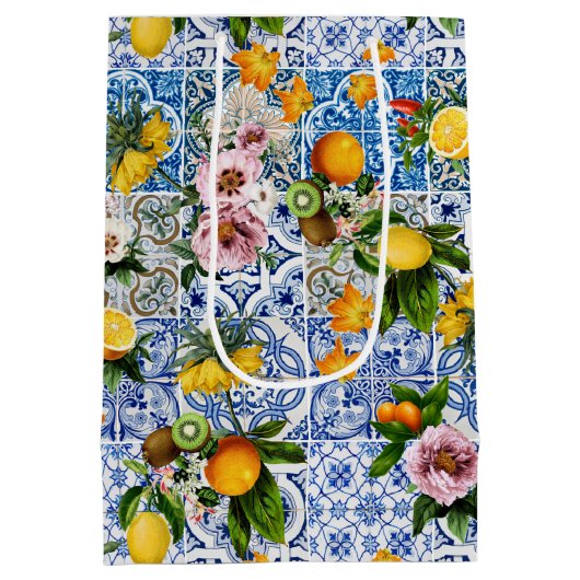 アマルフィコーストレモンブーケタイルイタリア ミディアムペーパーバッグ (裏面)