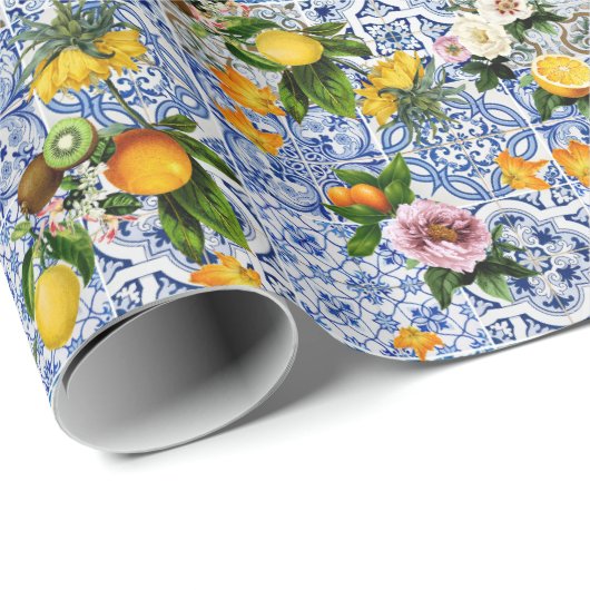 アマルフィコーストレモンブーケタイルイタリア ラッピングペーパー (ロールコーナー)