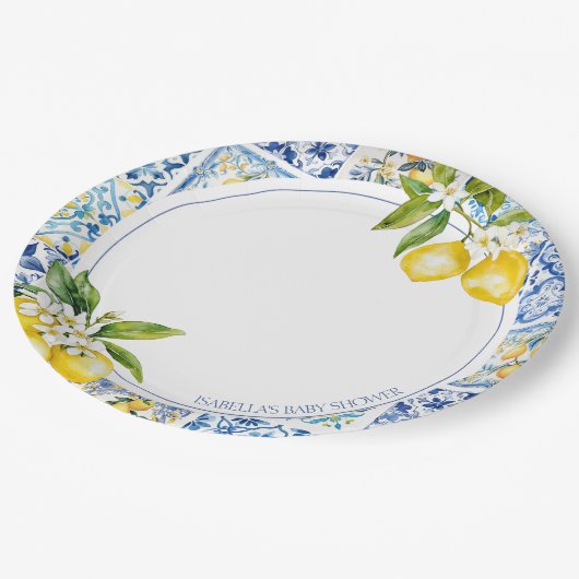 アマルフィコーストレモンベビーシャワープレート ペーパープレート (アングル)