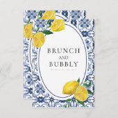 アマルフィコースト地中海のタイルブライダルシャワーカード 招待状 (正面/裏面)