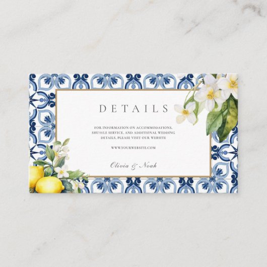 アマルフィコースト地中海のレモンタイル詳細 エンクロージャーカード (正面)