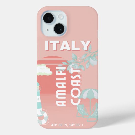 アマルフィコースト、トラベルアート、パステル Case-Mate iPhoneケース (裏面)