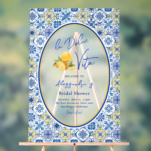 アマルフィタイルズサマーイタリアンブライダルシャワー アクリルサイン (ニュートラル)