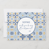 アマルフィタイルブルーイエローブライドメイドプロポーズカード サンキューカード (正面)