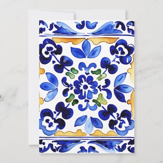 アマルフィビエトリイタリアンブルーのタイル誕生日パーティー 招待状 (裏面)