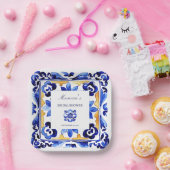 アマルフィビエトリイタリアンブルータイルブライダルシャワー ペーパープレート (パーティー)