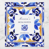 アマルフィビエトリイタリアンブルータイルブライダルシャワー ワインラベル (シングルラベル)