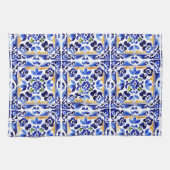 アマルフィビエトリイタリアンブルー地中海のタイル キッチンタオル (横)