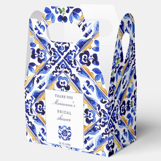 アマルフィビエトリブルータイルブライダルシャワーの恩恵 フェイバーボックス (オープン)