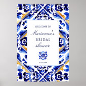 アマルフィビエトリブルータイルブライダルシャワーウェルカムサイン ポスター (正面)