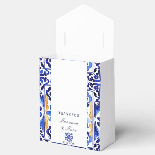 アマルフィビエトリブルータイル結婚式の引き出物 フェイバーボックス (オープン)