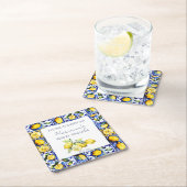 アマルフィポジターノブルータイルレモンブライダルシャワー スクエアペーパーコースター (インサイチュ)