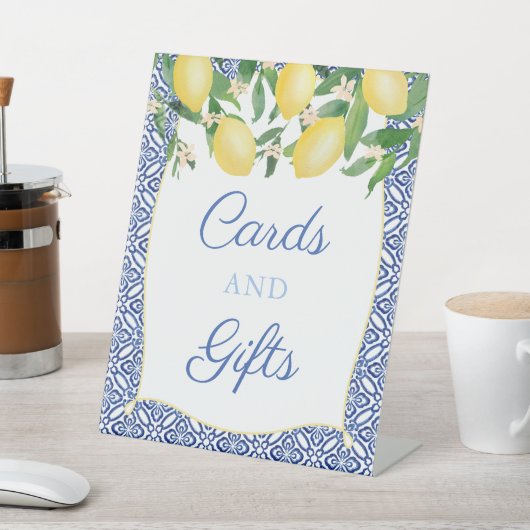 アマルフィレモンのカードとギフトウェディングシャワー 台座サイン (インサイチュ)