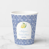 アマルフィレモンアーチシェイプブルータイルブライダルシャワー 紙コップ (正面)