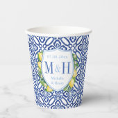 アマルフィレモンウェディングシャワーカップルズモノグラム 紙コップ (正面)