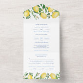 アマルフィレモンヴィンテージブルーホワイトタイル結婚ズ オールインワン招待状 (内側)