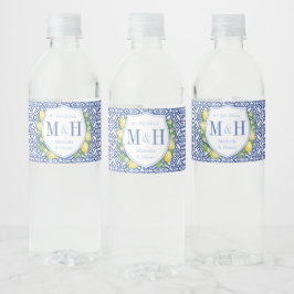 アマルフィレモン青と白結婚のタイルの紋章 ペットボトルラベル