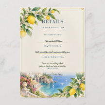 アマルフィレモン|ブルー&イエローのイタリア結婚式詳細カード
