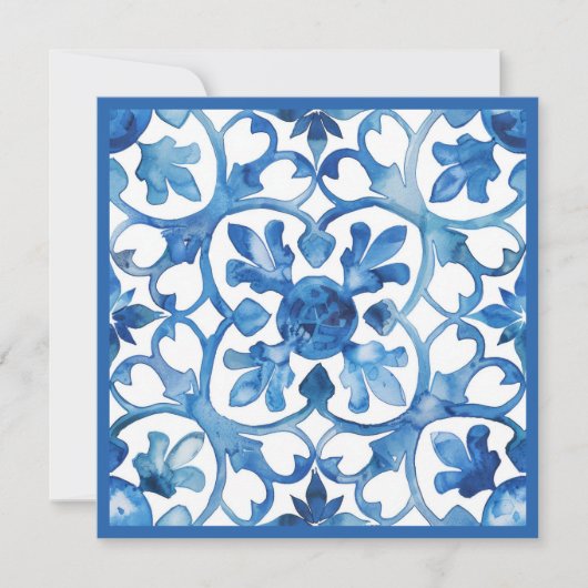 アマルフィーコーストの青と白のタイル イタリア セーブザデート (正面)