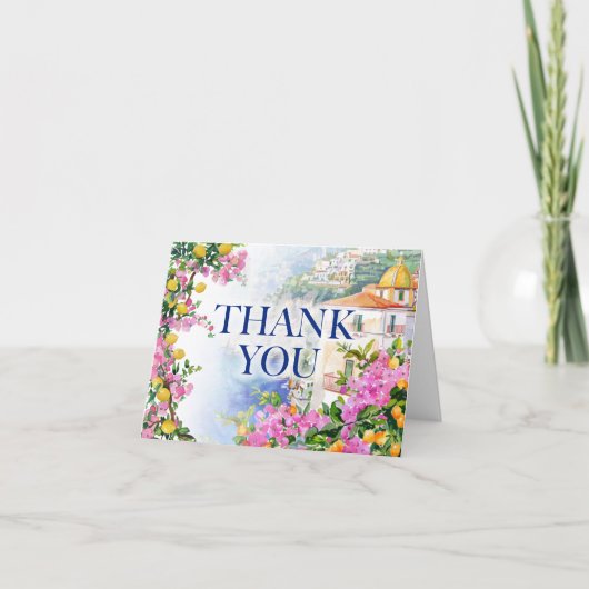 アマルフィーコースト ピンクレモン 折りたためる感謝カード サンキューカード (正面)