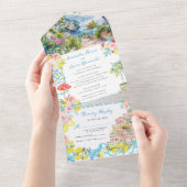 アマルフィ地中海のコーストイタリアン結婚ーズ オールインワン招待状 (貼ってはがせる)