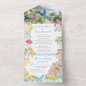 アマルフィ地中海のコーストイタリアン結婚ーズ オールインワン招待状 (内側)