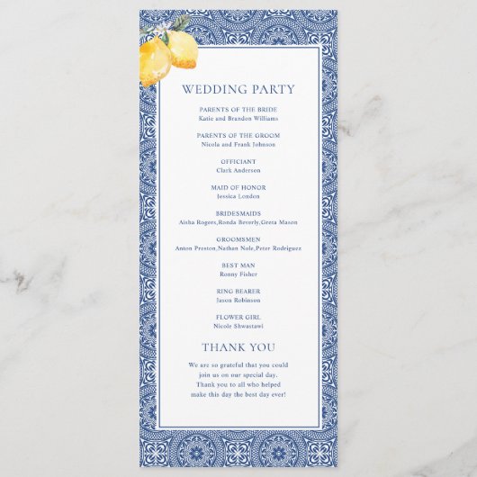 アマルフィ地中海のコーストブルー結婚タイル プログラム (裏面)