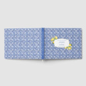 アマルフィ地中海のレモンズブルー結婚タイル ゲストブック (全面)