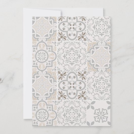 アマルフィ地中海のーイタリアンタイルのアーチ洗礼 招待状 (裏面)