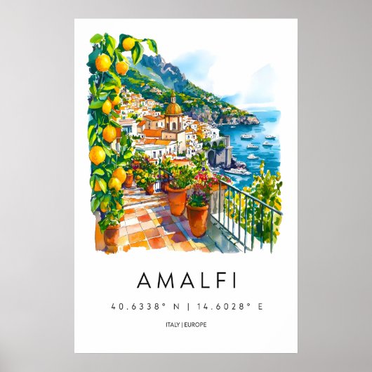 アマルフィ水彩ポスター 旅行 パーク 国立 ポスター (正面)