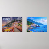 アマルフィ海岸とポジターノのイタリア旅行ポスター (正面)