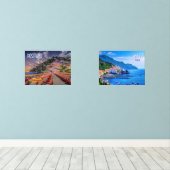 アマルフィ海岸とポジターノのイタリア旅行ポスター (ウッドフロア)