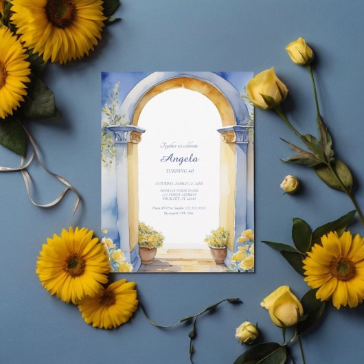 アマルフィ海岸のアーチウェイから見た地中海の景色 招待状